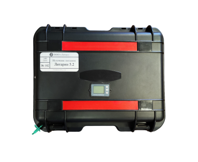 Источник питания с ЗУ для импульсного р/а (24 В, 25 Ач) "Литарин-5-2" в кейсе IP65 (фирменные аккумуляторы), LiFePO4, быстрый заряд, легкие, морозостойкие, ресурс в 10 раз выше, чем у свинцовых